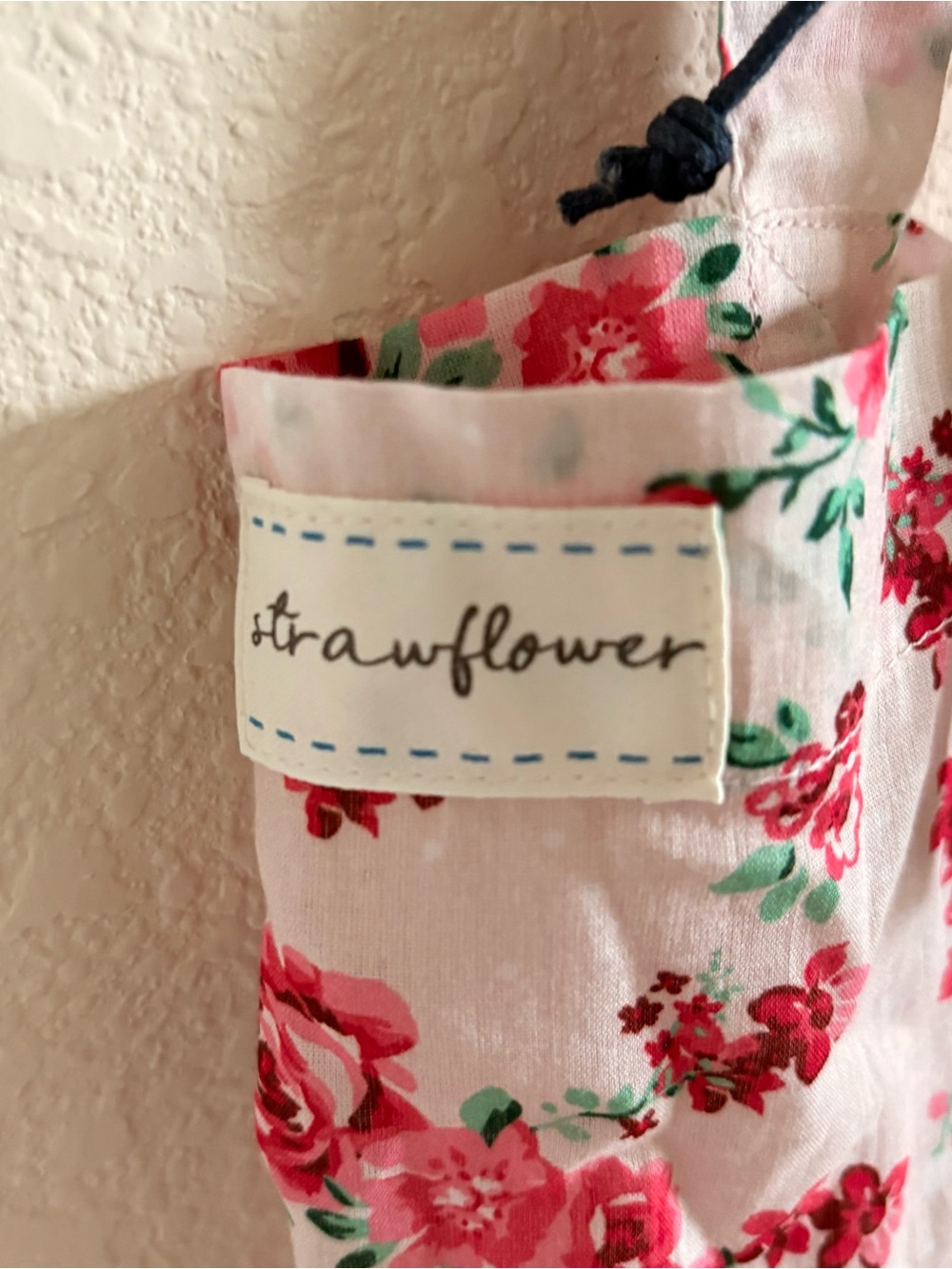 Strawflower Pink Floral Cotton Market Tote Bag Cottagecore NWT - Picture 2 of 10